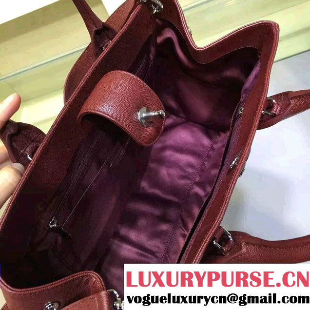 Chanel Grained Calfskin Shopping Bag Burgundy with Shoulder Strap A93126 2015/2016