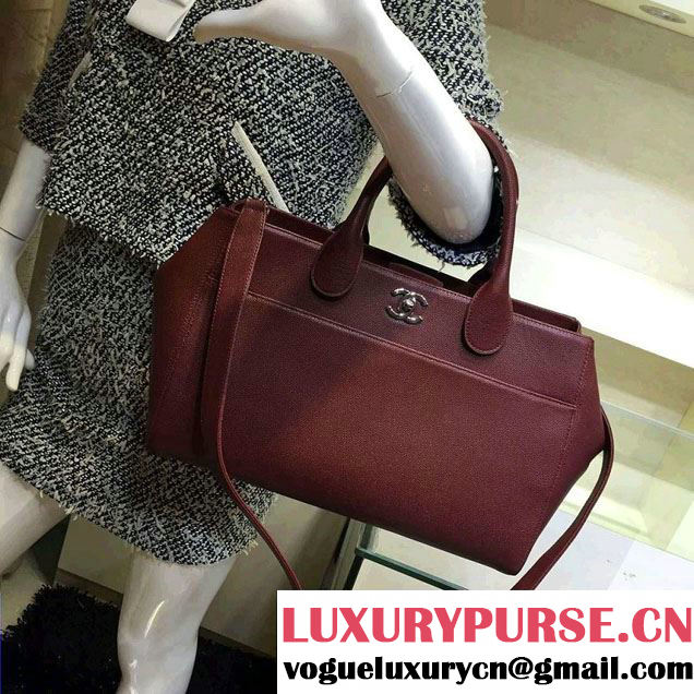Chanel Grained Calfskin Shopping Bag Burgundy with Shoulder Strap A93126 2015/2016