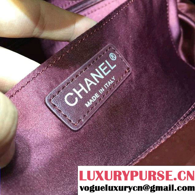 Chanel Grained Calfskin Shopping Bag Burgundy with Shoulder Strap A93126 2015/2016