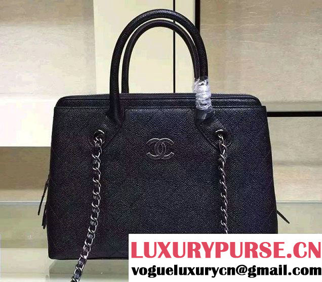Chanel Grained Vegetal Calfskin Shopping Small Bag A94850 Black 2015/2016