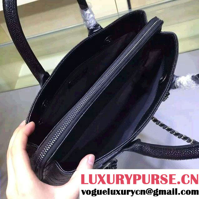 Chanel Grained Vegetal Calfskin Shopping Small Bag A94850 Black 2015/2016