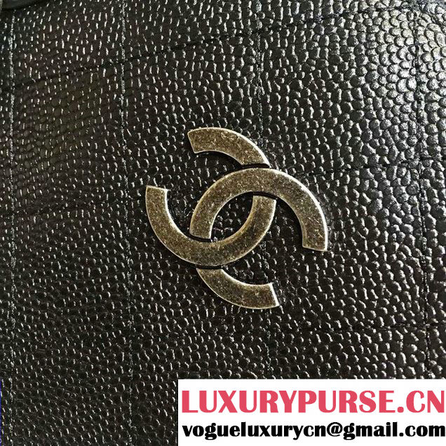 Chanel Grained Vegetal Calfskin Shopping Small Bag A94850 Black 2015/2016