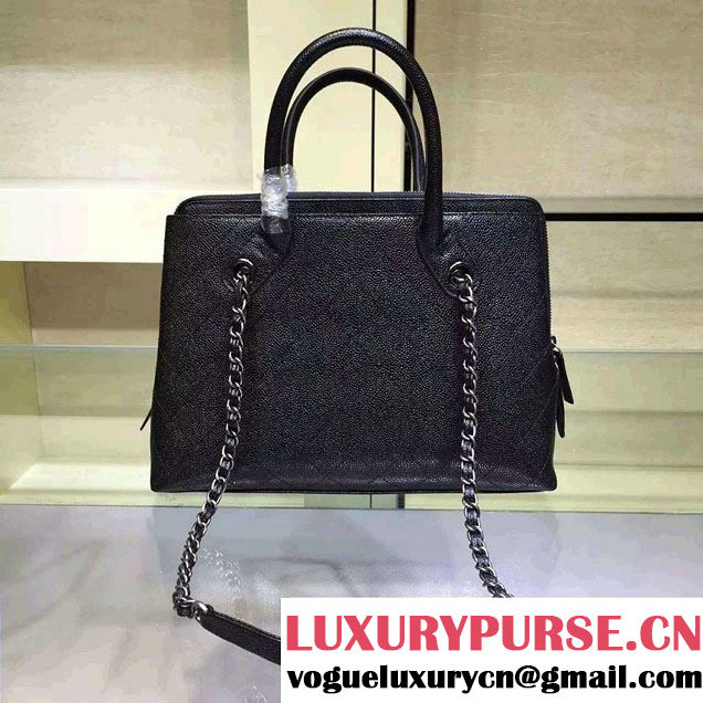 Chanel Grained Vegetal Calfskin Shopping Small Bag A94850 Black 2015/2016