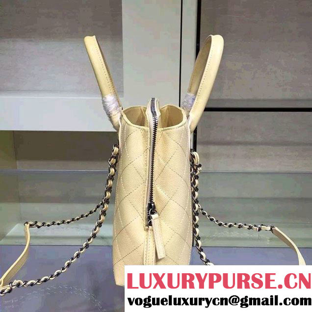 Chanel Grained Vegetal Calfskin Shopping Small Bag A94850 Beige 2015/2016