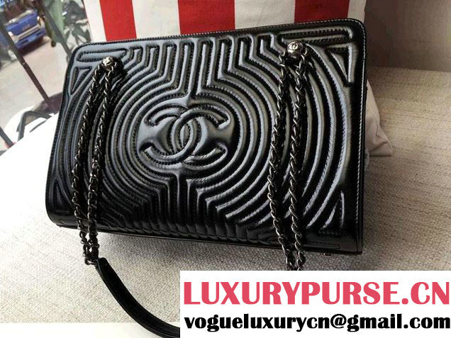 Chanel Small Geometric Waxy Calfskin Shopping Shoulder Bag Black 2015/2016