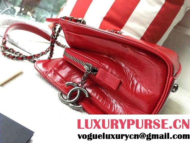 Chanel Small Geometric Waxy Calfskin Shopping Shoulder Bag Red 2015/2016