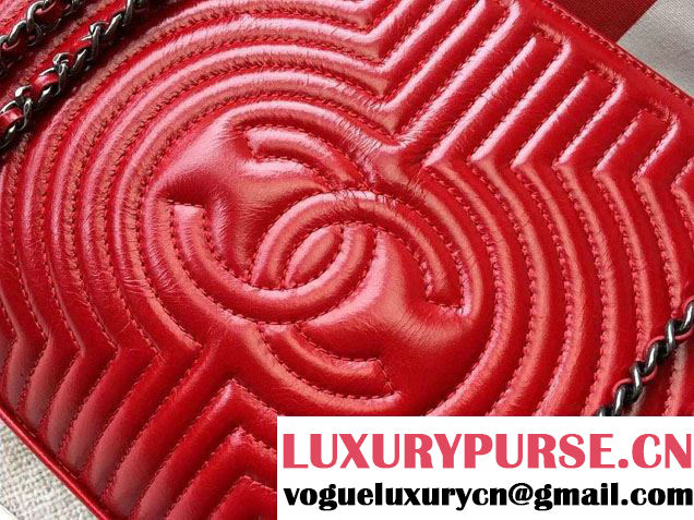 Chanel Small Geometric Waxy Calfskin Shopping Shoulder Bag Red 2015/2016