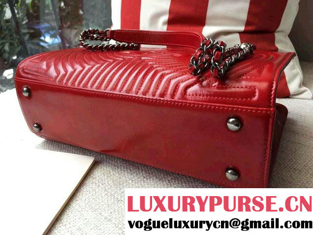 Chanel Small Geometric Waxy Calfskin Shopping Shoulder Bag Red 2015/2016