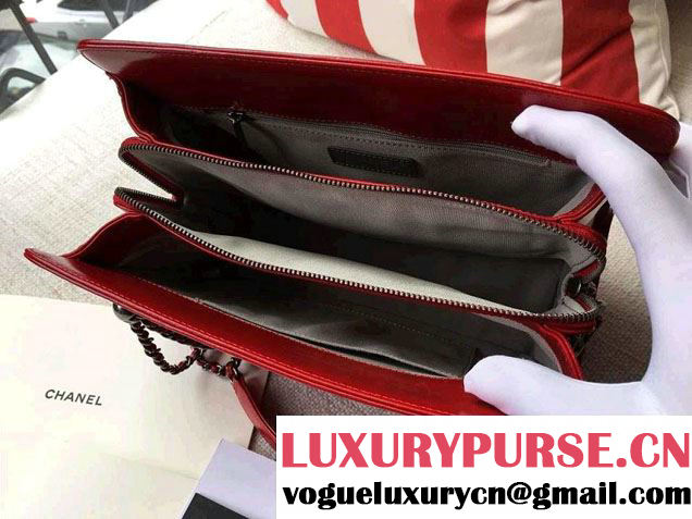 Chanel Small Geometric Waxy Calfskin Shopping Shoulder Bag Red 2015/2016