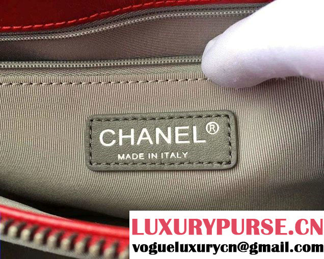 Chanel Small Geometric Waxy Calfskin Shopping Shoulder Bag Red 2015/2016