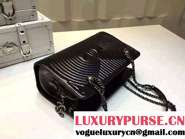 Chanel Large Geometric Waxy Calfskin Shopping Shoulder Bag Black 2015/2016