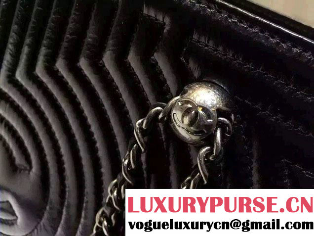 Chanel Large Geometric Waxy Calfskin Shopping Shoulder Bag Black 2015/2016