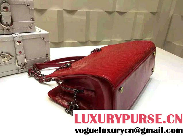Chanel Large Geometric Waxy Calfskin Shopping Shoulder Bag Red 2015/2016
