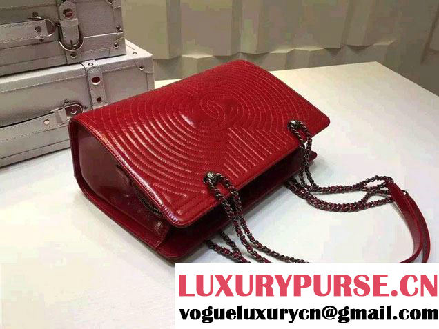 Chanel Large Geometric Waxy Calfskin Shopping Shoulder Bag Red 2015/2016