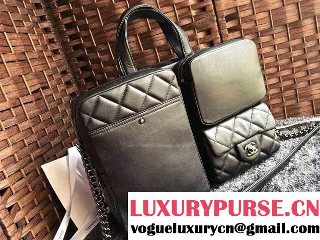 Chanel Calfskin Briefcase Tote Bag Black 2015/2016