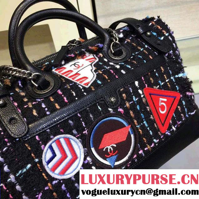 Chanel Tweed And Calfskin Top Handle Bowling Bag 2015/2016