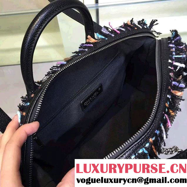 Chanel Tweed And Calfskin Top Handle Bowling Bag 2015/2016