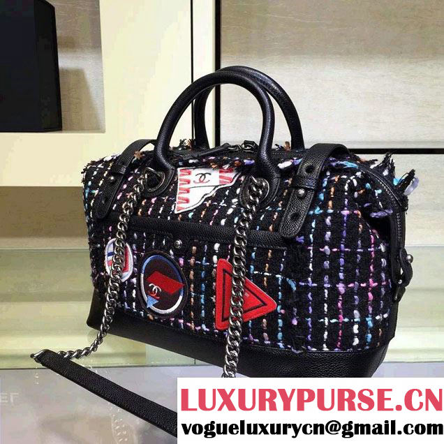 Chanel Tweed And Calfskin Top Handle Bowling Bag 2015/2016