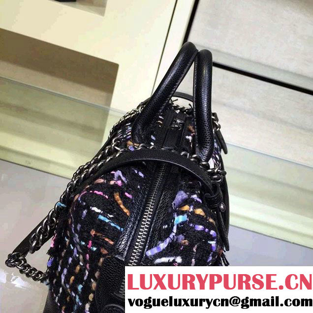 Chanel Small Tweed And Calfskin Top Handle Bowling Bag 2015/2016