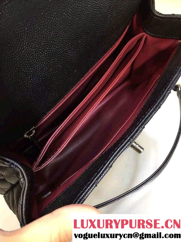 Chanel Lizard Top Handle Grained Calfskin Flap Shoulder Small Bag A92991 Black/Red 2015/2016