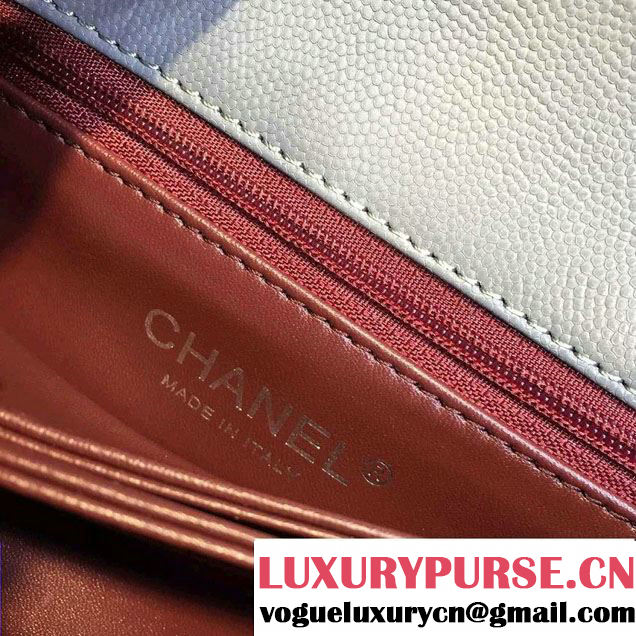 Chanel Lizard Top Handle Grained Calfskin Flap Shoulder Small Bag A92991 Gray 2015/2016