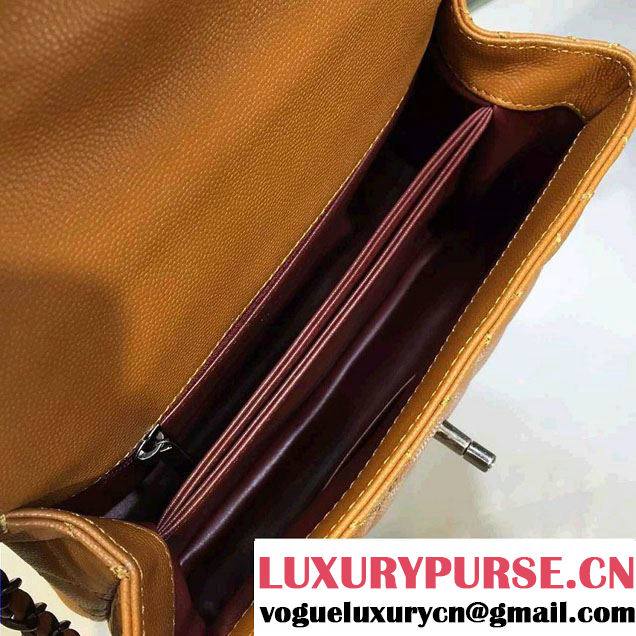 Chanel Lizard Top Handle Grained Calfskin Flap Shoulder Small Bag A92991 Khaki 2015/2016
