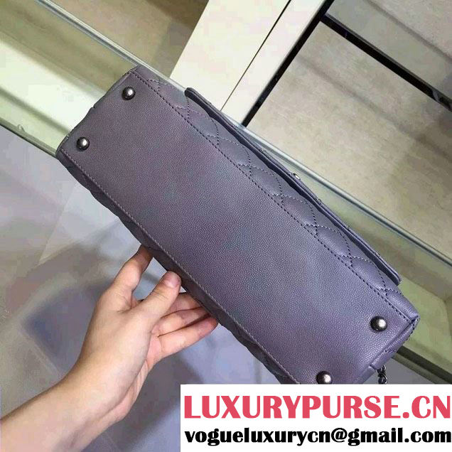 Chanel Lizard Top Handle Grained Calfskin Flap Shoulder Medium Bag A92991 Gray 2015/2016