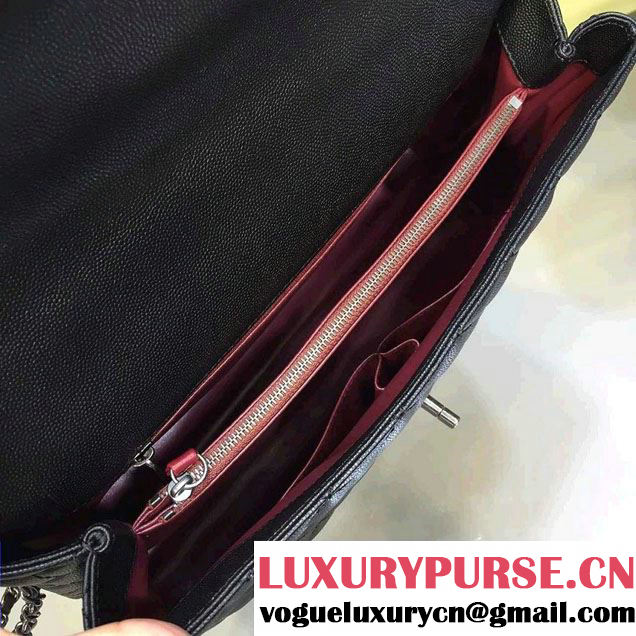 Chanel Lizard Top Handle Grained Calfskin Flap Shoulder Large Bag A92991 Black/Red 2015/2016