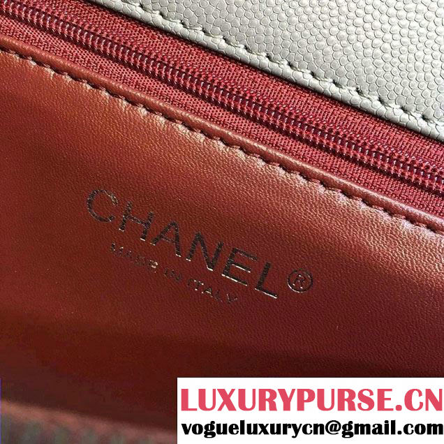 Chanel Lizard Top Handle Grained Calfskin Flap Shoulder Large Bag A92991 Gray 2015/2016