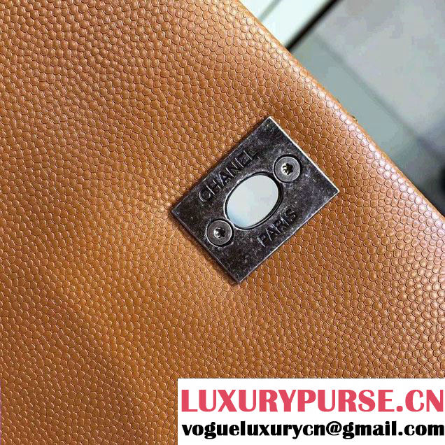 Chanel Lizard Top Handle Grained Calfskin Flap Shoulder Large Bag A92991 Khaki 01 2015/2016