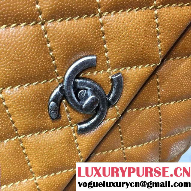 Chanel Lizard Top Handle Grained Calfskin Flap Shoulder Large Bag A92991 Khaki 01 2015/2016