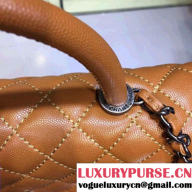 Chanel Lizard Top Handle Grained Calfskin Flap Shoulder Large Bag A92991 Khaki 01 2015/2016