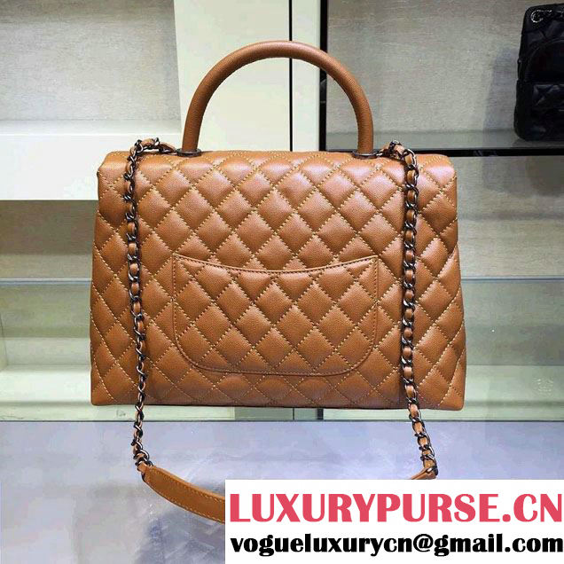 Chanel Lizard Top Handle Grained Calfskin Flap Shoulder Large Bag A92991 Khaki 01 2015/2016