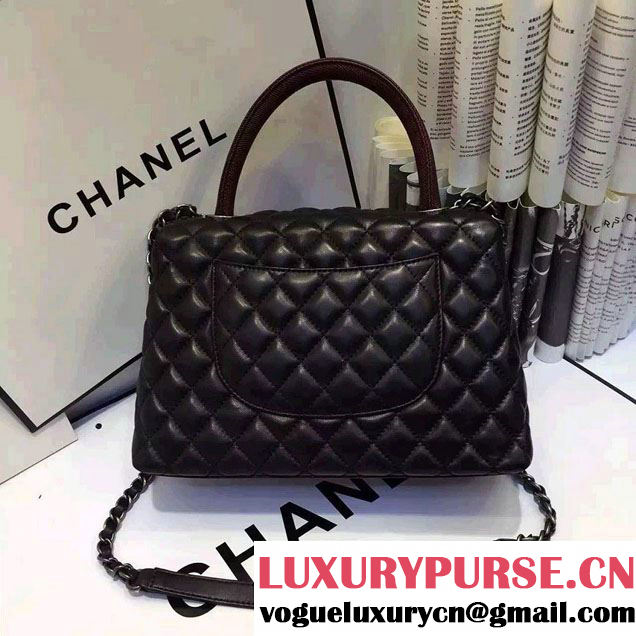 Chanel Top Handle Lambskin Flap Shoulder Medium Bag Black/Red 2015/2016