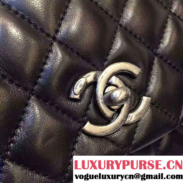 Chanel Top Handle Lambskin Flap Shoulder Medium Bag Black 2015/2016