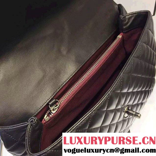 Chanel Top Handle Lambskin Flap Shoulder Large Bag Black/Red 2015/2016