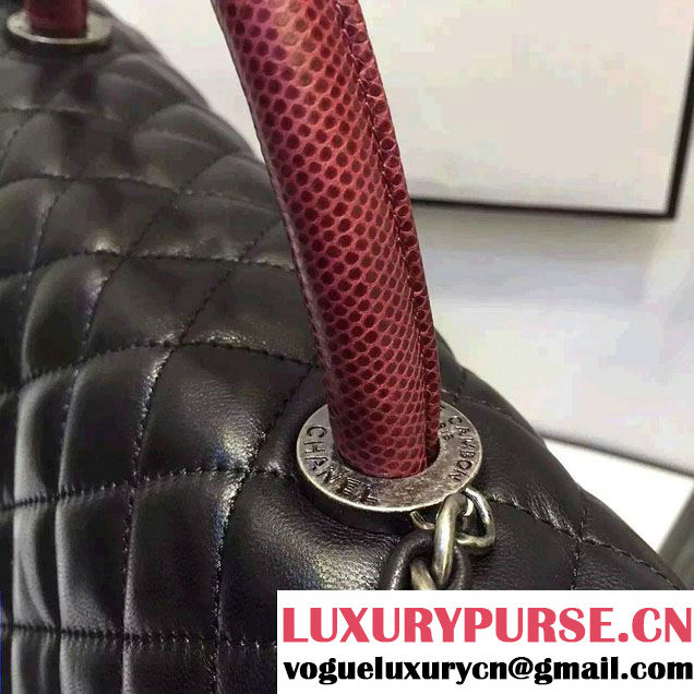 Chanel Top Handle Lambskin Flap Shoulder Large Bag Black/Red 2015/2016