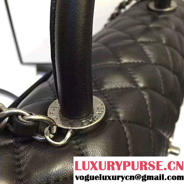 Chanel Top Handle Lambskin Flap Shoulder Large Bag Black 2015/2016