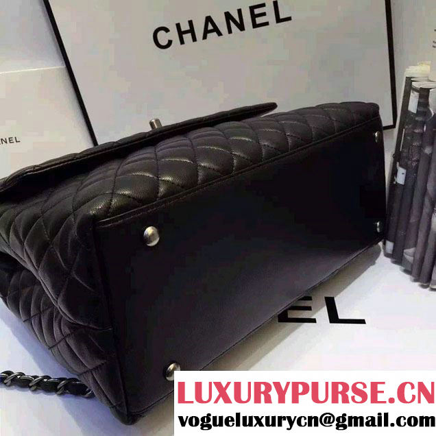 Chanel Top Handle Lambskin Flap Shoulder Large Bag Black 2015/2016