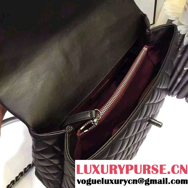 Chanel Top Handle Lambskin Flap Shoulder Large Bag Black 2015/2016