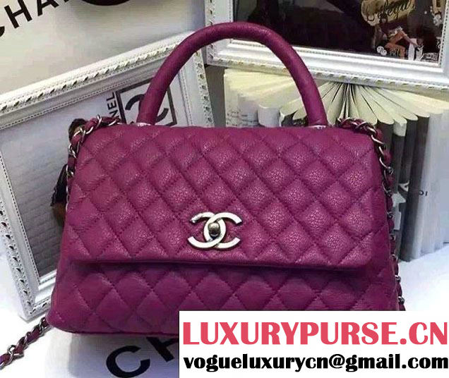 Chanel Top Handle Deerskin Flap Shoulder Medium Bag Purple 2015/2016