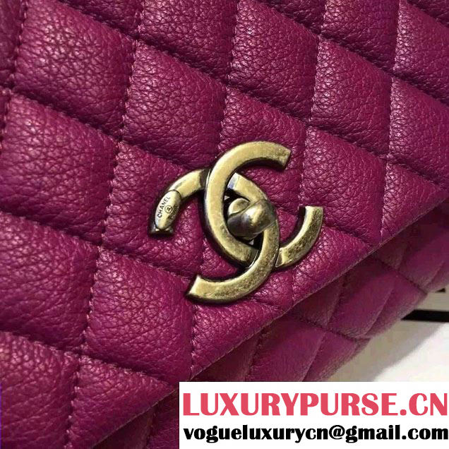 Chanel Top Handle Deerskin Flap Shoulder Medium Bag Purple 2015/2016