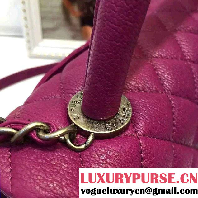 Chanel Top Handle Deerskin Flap Shoulder Medium Bag Purple 2015/2016