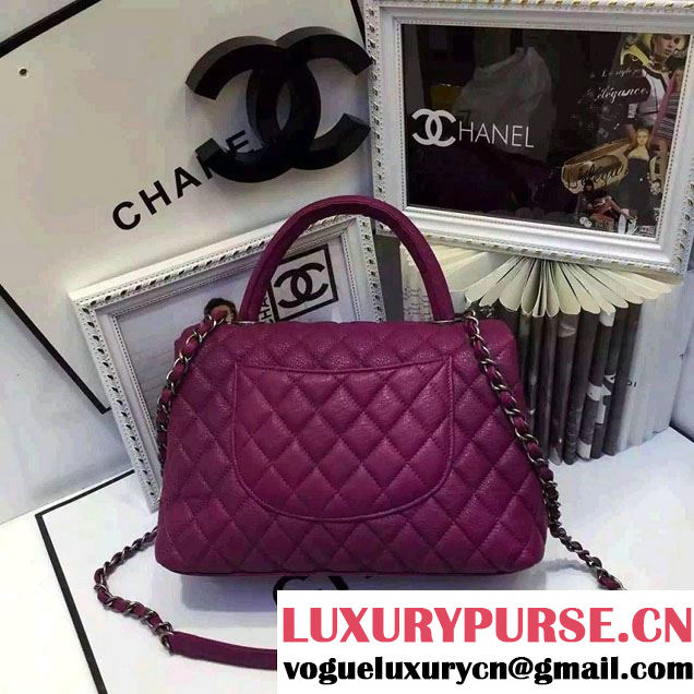 Chanel Top Handle Deerskin Flap Shoulder Medium Bag Purple 2015/2016