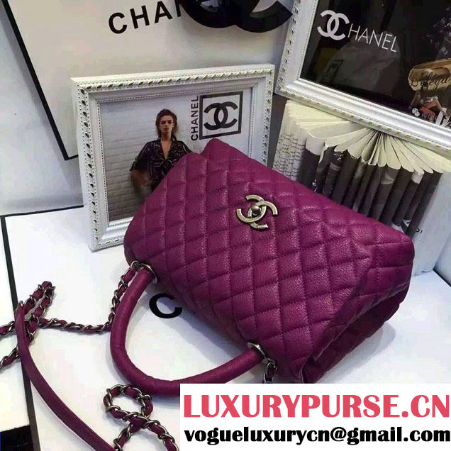Chanel Top Handle Deerskin Flap Shoulder Medium Bag Purple 2015/2016
