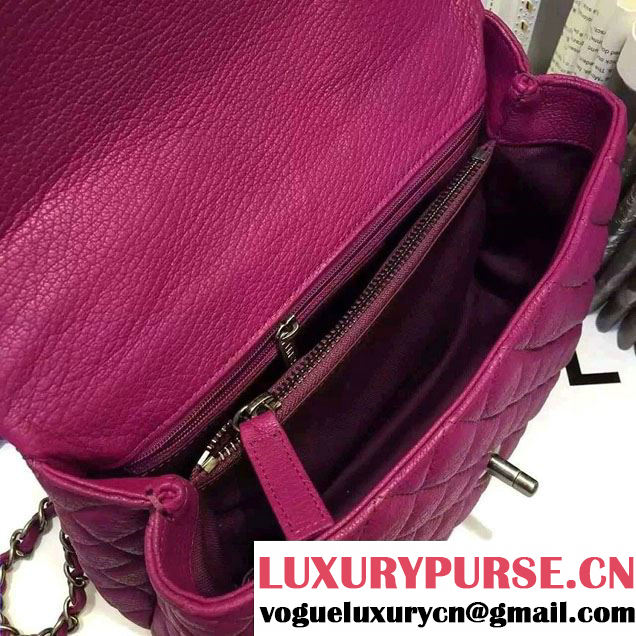 Chanel Top Handle Deerskin Flap Shoulder Medium Bag Purple 2015/2016
