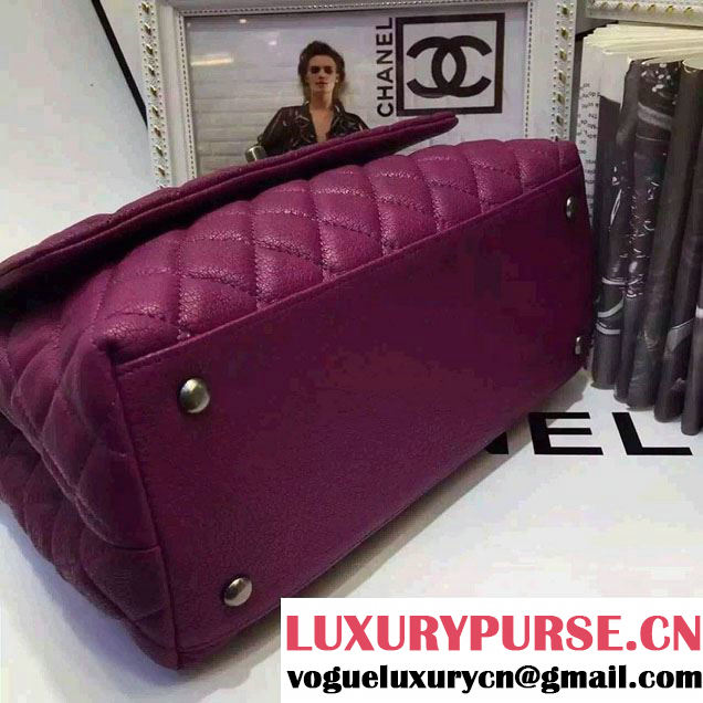 Chanel Top Handle Deerskin Flap Shoulder Medium Bag Purple 2015/2016