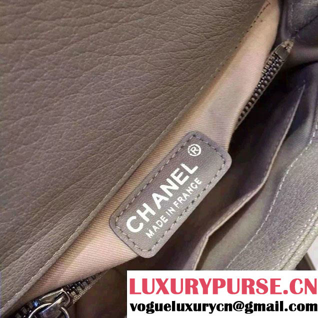 Chanel Top Handle Deerskin Flap Shoulder Medium/Large Bag Gray 2015/2016