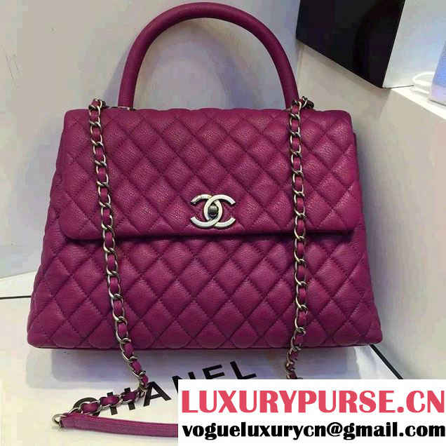 Chanel Top Handle Deerskin Flap Shoulder Large Bag Purple 2015/2016