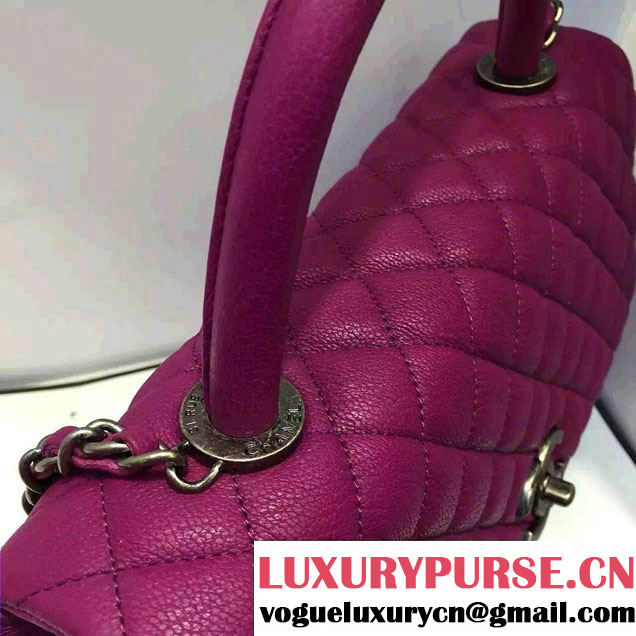Chanel Top Handle Deerskin Flap Shoulder Large Bag Purple 2015/2016
